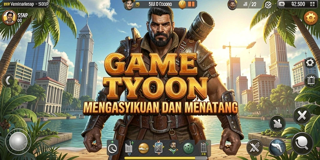 Tampilan gameplay seru di 55RP dengan elemen Tycoon.
