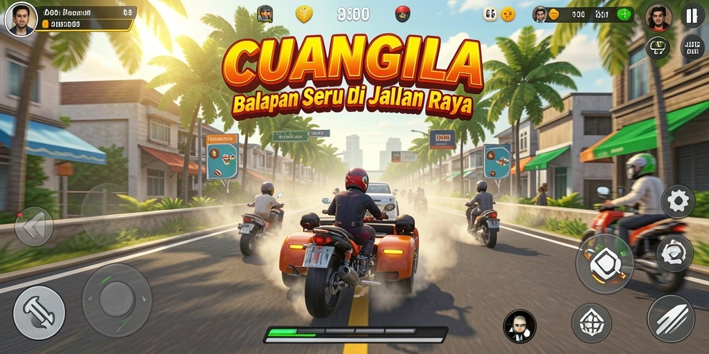 Tampilan gameplay Racing CUANGILA yang memukau dan penuh aksi.