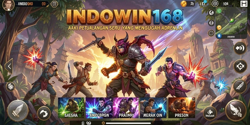 Tampilan gameplay seru dengan pertempuran epik di INDOWIN168.