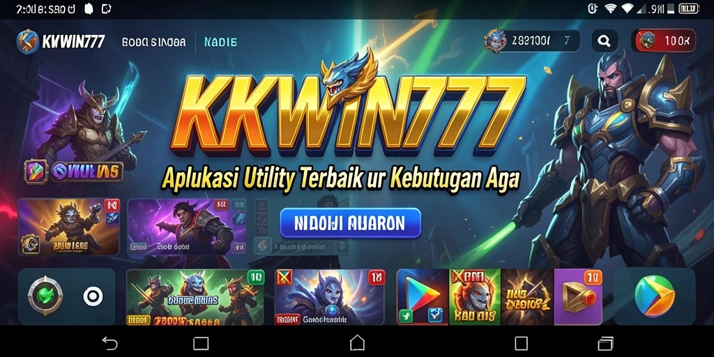 Screenshot utama KKWIN777 menampilkan berbagai fitur aplikasi Utility.