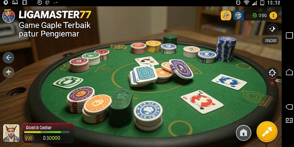 Screenshot gameplay LIGAMASTER77 menampilkan suasana seru permainan Gaple.