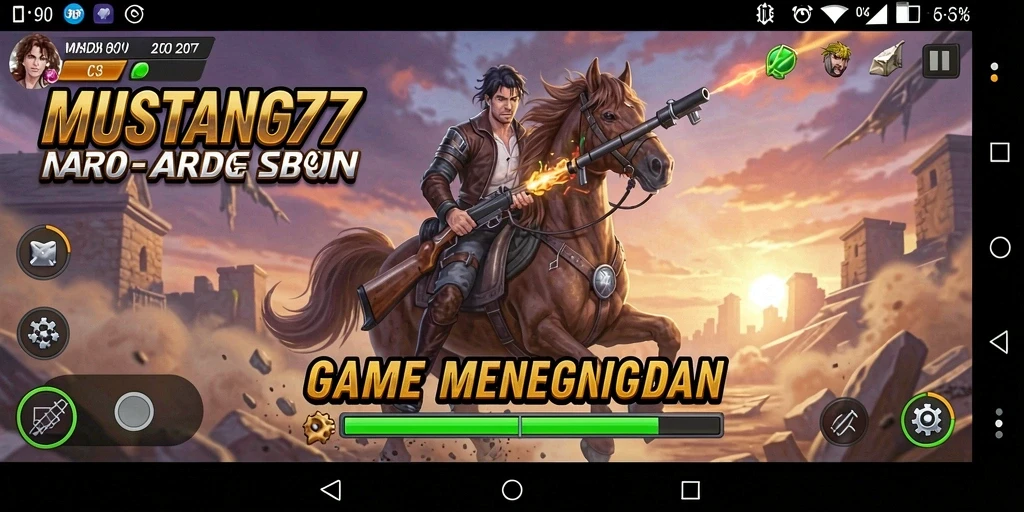 Tampilan gameplay menegangkan dari MUSTANG77 yang penuh aksi.