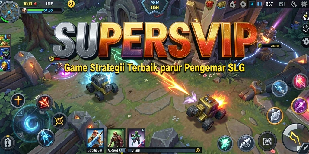 Menampilkan gameplay seru di SUPERSVIP dengan strategi berbasis SLG.