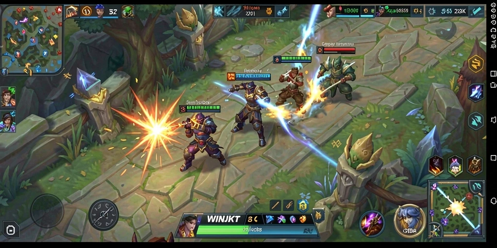 Gameplay seru dalam pertempuran MOBA WINJKT yang mendebarkan.